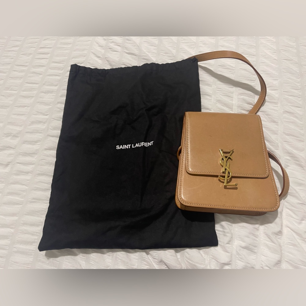 YSL Saint Laurent Kaia North/South Leather Shoulder bag vintage brown gold